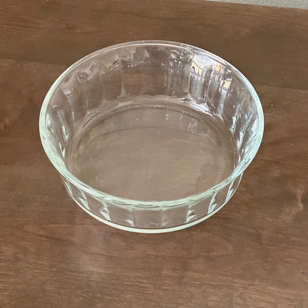 VTG Large Serving Bowl Clear Glass Baking Dish Paneled Sides‎ 7" x 2.5" USA